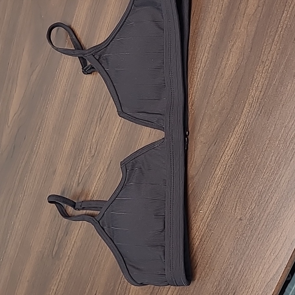 Simons Size M Black Ribbed Bikini Top